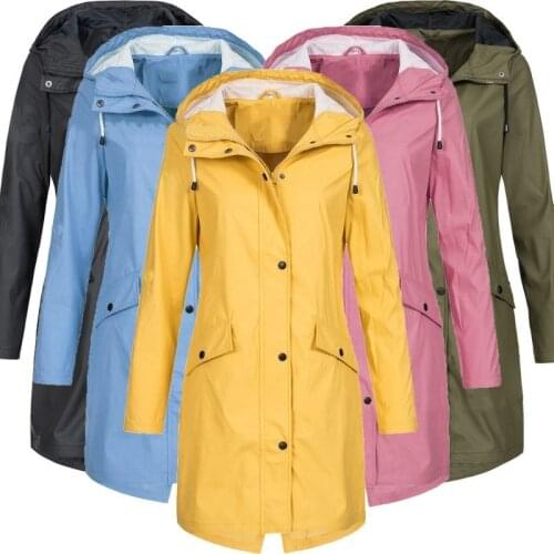 New Windbreaker Quick Dry Clothes Mid-length Women Waterproof Windproof Hooded Outdoor Sports Jacket Lightweight Hiking Coat