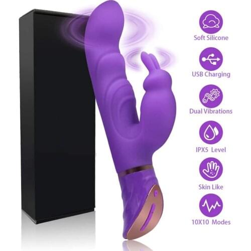 Rabbit Vibrator For Women Adult G Point Vibrator Rabbit Double Vibrator Clitoris Stimulator Female Vibrating Dildo Sex Toys