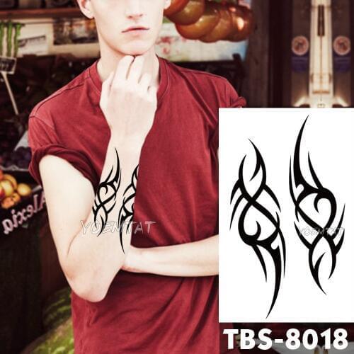 12x19cm Waterproof Temporary Tattoos Modern Flame Flash Tattoo Sticker Traditional Tribal Totem Tatoo DIY Arm Fake Tattoo Men