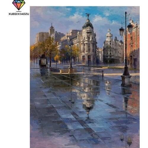 XUEQIXIAOZU 5D DIY Painting Full Round Diamond The Clean Street Picture Cross Stitch Mosaic Picture Rhinestones Embroidery