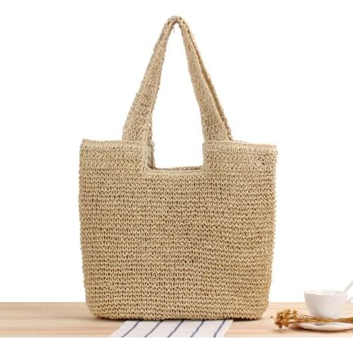 Aaby 2021 New Fashion Straw Handbag For Women High Capacity Tote Beach Bag High Quality Shopping Bags For Vacation
