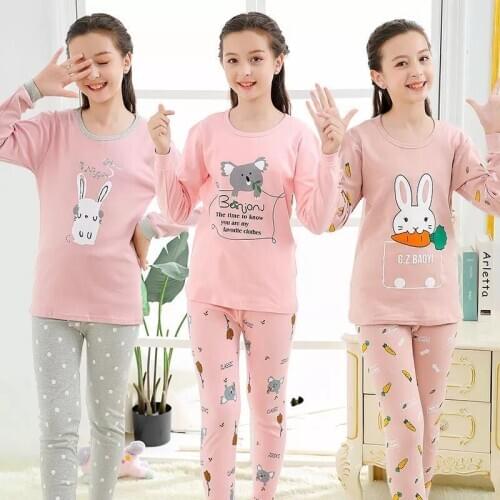 Winter Cotton Girls Sleepwear Teenage Pajama Suit Children Clothes Set Long Sleeve Pyjamas Kids Nightwear Pijamas For Boys 9-19Y