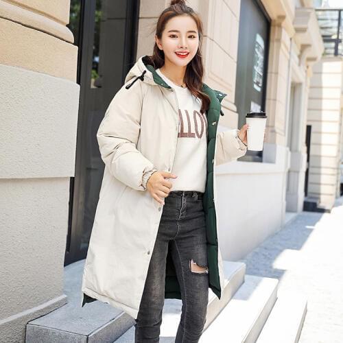 Winter jacket women Reversible Hooded Parkas Casual Loose Thick Warm Female Outwear Fashion Wadded Padded Long Jackets and coats
