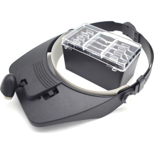 1.2X,1.8X,2.5X,3.5X Magnifier with 2 LED Light lamps Eye Loupe Headset Jewelry Magnifying Glasses