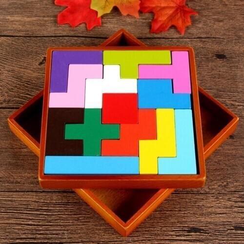 13Pcs Wooden Block Brain Teaser Jigsaw Puzzle Early Educational Toy Kids Gift Pre-school Colorful 3D Puzzle Tangram Math Toys