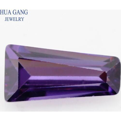 50PCS Purple CZ Stone Ladder Shape Brilliant Cut Synthetic Gems Cubic Zirconia For Jewelry Size 2x1.25x1~8x4x2mm
