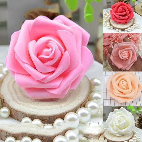 50Pcs Artificial Flowers Wedding Bride Bouquet Party Decor Foam Rose Heads Rose Flower Head Artificial Decorations