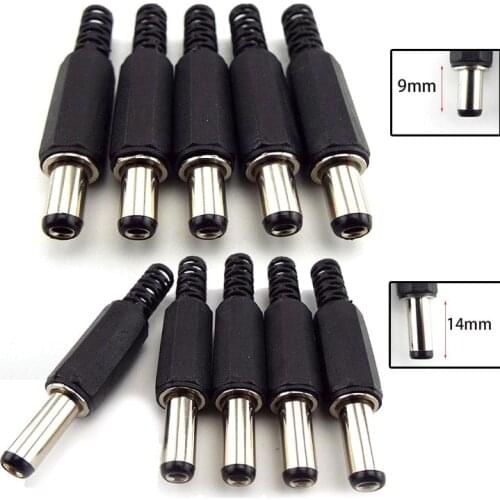 9mm 14mm DC Male Power Supply Jack Wire Charging Adapter Plug Electrical Connector 5.5mmx2.1mm Socket For DIY Projects