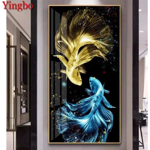 DIY Diamond Embroidery luxury carp fantasy art fish animals Picture Of Rhinestones Full Diamond Painting Cross Stitch Mosaic Art