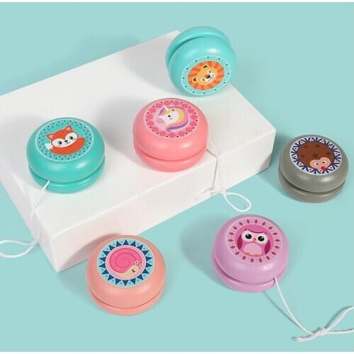 Animal Prints Wooden Yoyo Toys Cartoon Animal YoYo Wooden Toys Yoyo Ball Creative YoYo Toys For Children Early Educational Toys