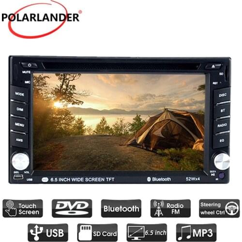 Universal 2 din 6.5 inch Car DVD MP4 Player With Bluetooth USB AM FM touch screen SD card Radio 7 languagefor rear camera