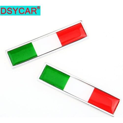 DSYCAR 1Pair Country National Flag Italy Hot Metal Stickers Car Styling Motorcycle Accessories Badge Label Emblem Car Stickers