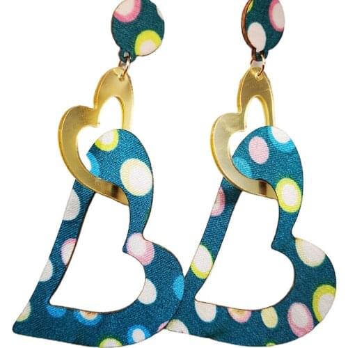 Free shipping!newest acrylic Heart drop wooden stud earrings can mixed 6 colors