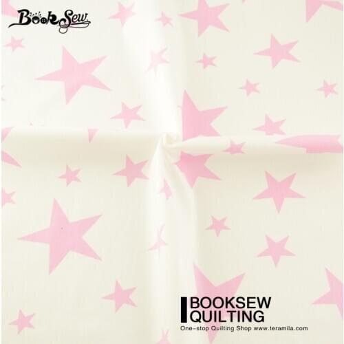 Booksew 100% Cotton Twill Printed Pink Stars Pattern Meter Fabric for Sewing Dolls Quilting Crafts Dress Materal Patchwork