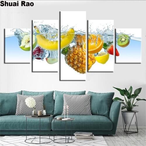 Fruits Poster 5 Pieces diamond painting Full Square/Round drills 5d embroidery mosaic Pineapple For Kitchen diamond art,painting