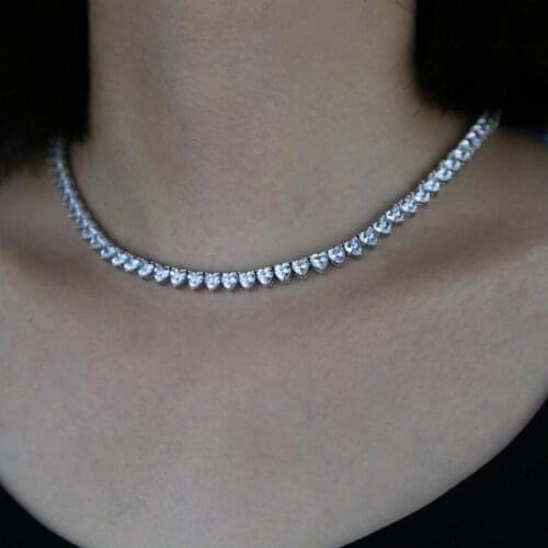 Zircon Hip Hop AAA Heart Tennis Necklace for Women Men Jewelry Bling Trendy Delicate Chain Necklace Diy Charms Gifts Accessories