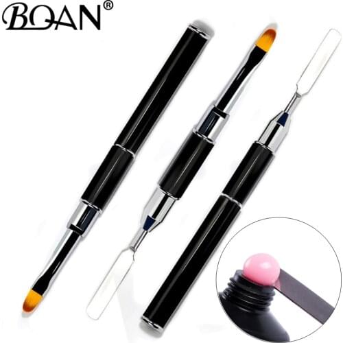 BQAN UV Nail Brush Dual-ended Slice Shape Flat Pusher For Nail Tips Extension Gel Tips Building Nail Art Tool