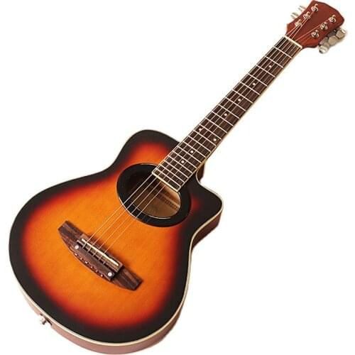 NEW arrival 34 inch electric acoustic guitar 6 string cutaway design 20 frets sunburst color folk guitar mini guitars for travel