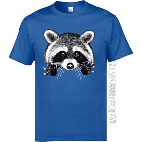 Little Dork Raccoon Mens Custom Tops Shirt Pure Cotton Short Sleeve Birthday Tops & Tees O-Neck Blue T Shirt 3D Digital Print