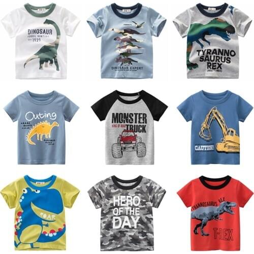 Boys T Shirt Underwear Clothing Short Sleeves Cotton Dinosaur Kids Girls Children Toddler Tee Summer Clothes Cartoon 2-8 Years
