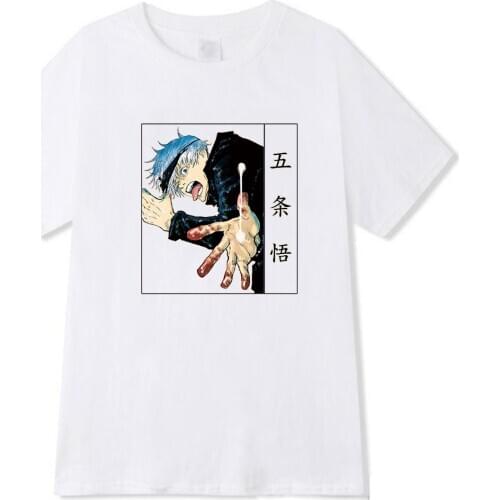 Anime Jujutsu Kaisen Gojo Satoru T-shirt Funny Cartoon Graphic Tops Summer Cool O-neck Unisex Short Sleeved Male