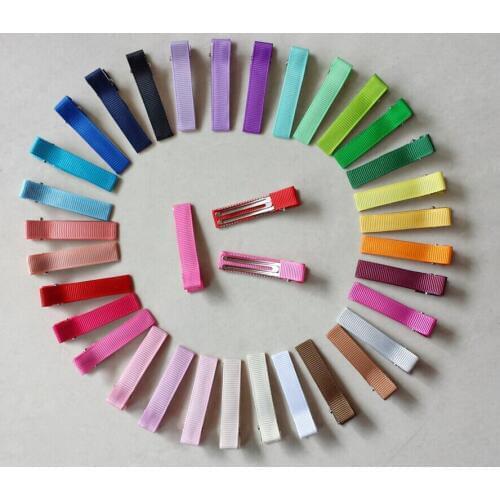 Headwear 1.9" double Prong alligator clip teeth hair clips metal Barrettes cover grosgrain ribbon FJ3201