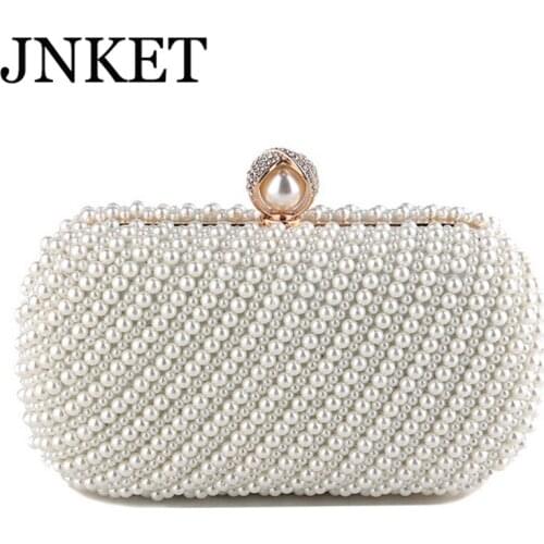 JNKET New Women Imitation Pearl Evening Bags Party Handbag Female Banquet Bag Chain Shoulder Bag Casual Sling Bag Crossbody Bag