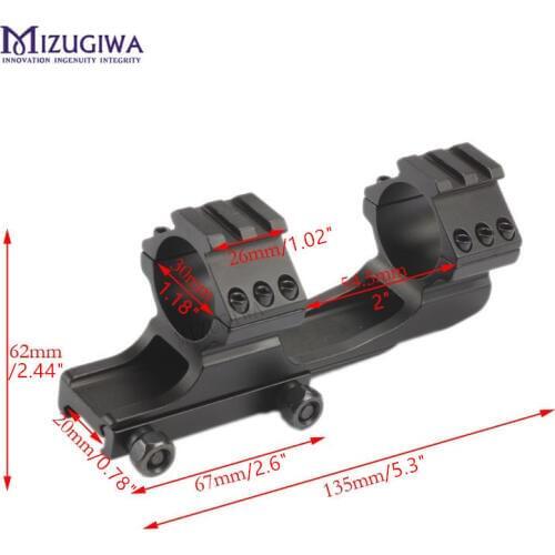 MIZUGIWA Cantilever Rifle Scope Mount w Dual 1inch / 30mm Ring Adapters Heavy Duty Picatinny Rail Picatinny Weaver Pistol