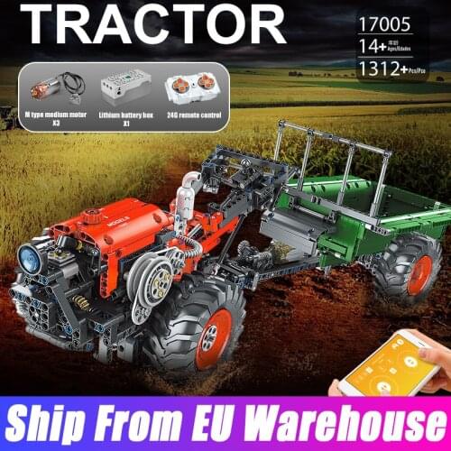 MOULD KING 17005 High-Tech Car Toys APP RC Motorized Tractor Farm Vehicle Building Blocks Assembly Bricks Kids Christmas Gifts