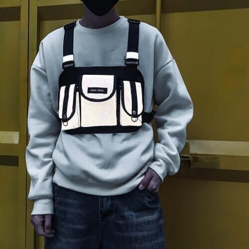 Hip-hop Chest Rig Bags Reflective Waistcoat Pack Male Tactical Vest Bags Boy Function Vest Streetwear Tactical Chest Bag For Men