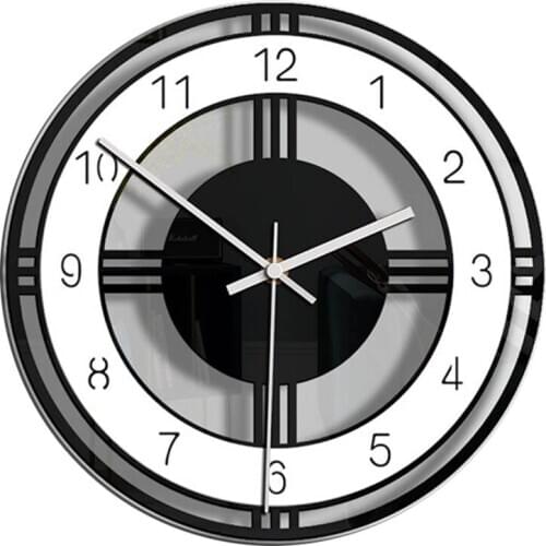 Round Dial Wall Clock Home Living Room Bedroom Acrylic Pointer Clock Simple Vintage Style
