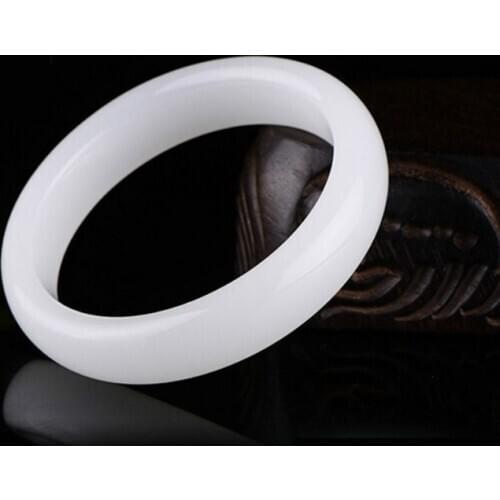 Natural A White Jade Bangle Bracelet Charm Jadeite Jewellery Fashion Amulet Gifts for Women Men