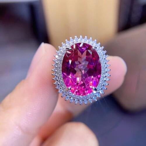 Natural And Real Pink Topaz ring 925 sterling silver Wholesales Fine jewelry 10*14mm gem