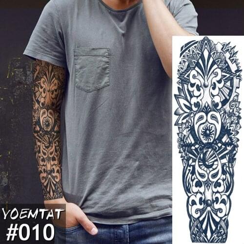 New 1 Piece Temporary Tattoo Sticker Totem Design Full Flower Tattoo with Arm Body Art Big Large Fake Tattoo Sticker