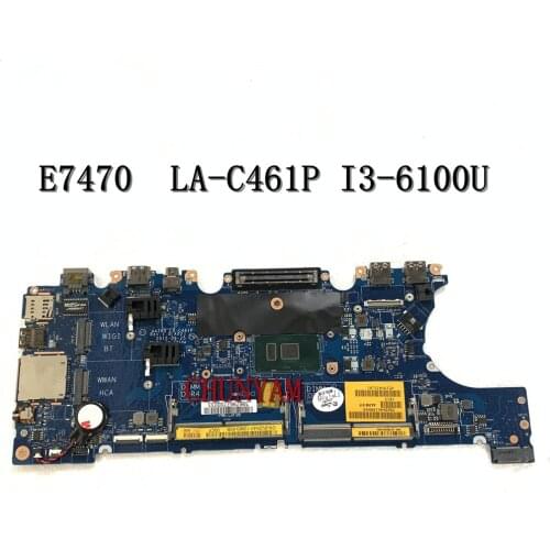 NEW CN-0V2N4V V2N4V FOR Dell Latitude E7470 Laptop Motherboard AAZ60 LA-C461P I3-6100U Mainboard notebook PC 100%tested
