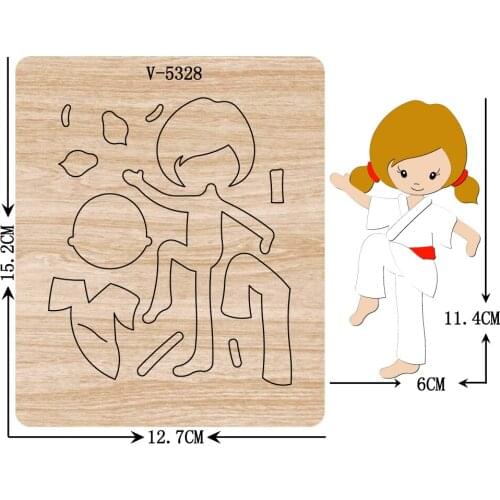 New Taekwondo girl wooden dies cutting dies for scrapbooking Multiple sizes V-5328