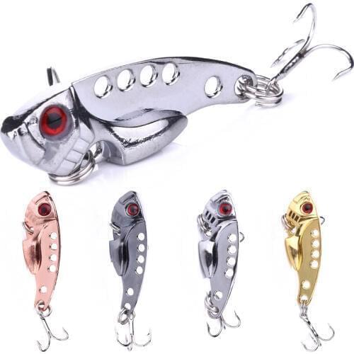 1Pcs Metal VIB Lures 4cm 7g Vivid Vibrations Spoon Lure Fishing Vait Bass Artificial Hard Bait Cicada Lure VIB Bait 3D Eyes