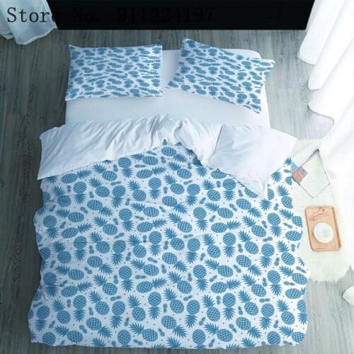 Luxury Fruit Bedding Set High Quality Bed Linen Cartoon Pineapple Duvet Cover Quilt Cover Bedclothes Blue Bed set For Girls Boys