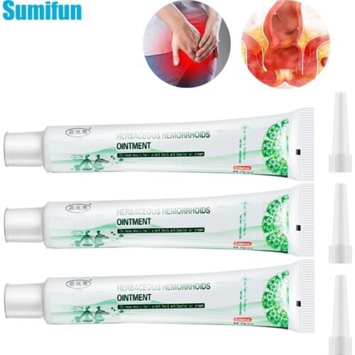 Sumifun 3Pcs Herbal Hemorrhoids Cream Effective Anti Hemorrhoid Treatment External & Internal Relieve Anal Fissure Bleeding