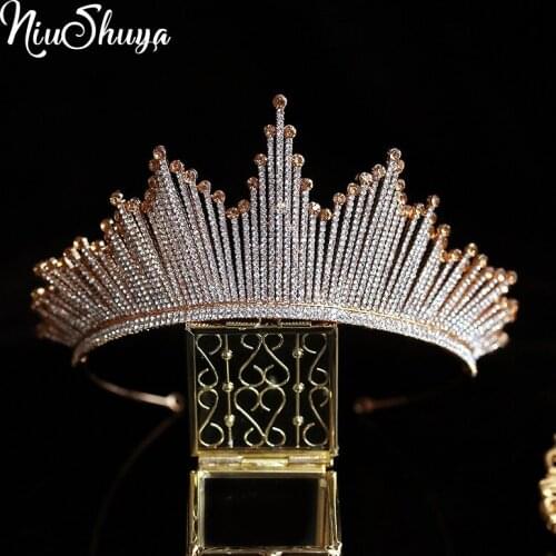 NiuShuyaLuxury Rhinestone Bridal Tiaras Crown Baroque Full Crystal Diadem for Bride Headband Wedding Hair Jewelry Dress Accessor
