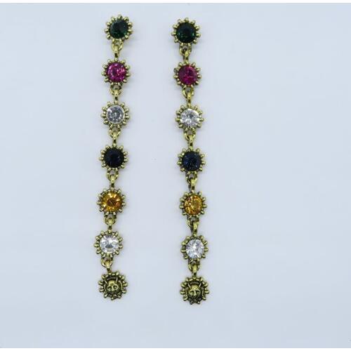 Rongho Design Vintage colorful Crystal Leo head stud earrings for women Punk brincos Gold rhinestone wedding pendant earring