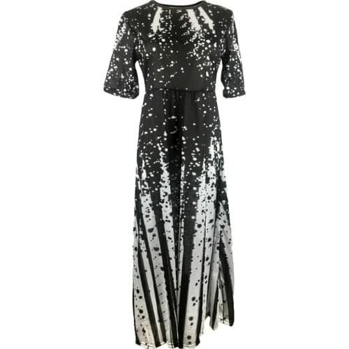 2021 Spring Summer Women Elegant Dress Half Sleeve Black&White Dot Print Party Dresses Femme Vintage A-Line Plus Size 5XL