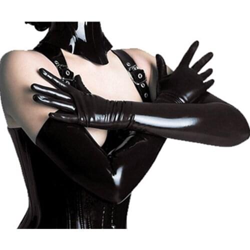 1Pair Punk Gloves Cosplay Costumes Accessory Sexy Faux Leather Shiny Long Latex Glove Sexy Catsuit Outfit Clubwear