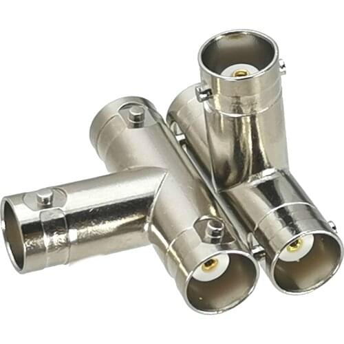 BNC female to two BNC female triple T in series RF adapter connector 3 way