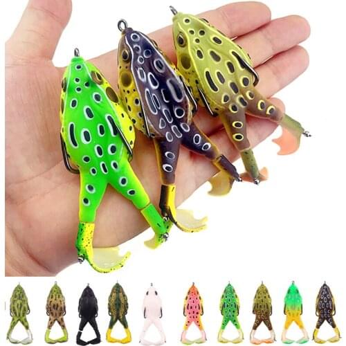 1PCS New Bionic Thunder Soft Frog Lure Bait Barbed Double Hook Rotating Fins To Trap Artificial Crankbait Minnow Fishing Bass