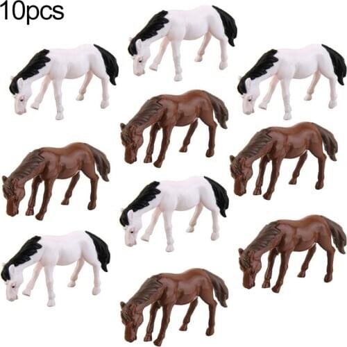 10Pcs Cute Mini Miniature Horse Moss Fairy Garden Figurine Landscape Bonsai Decor