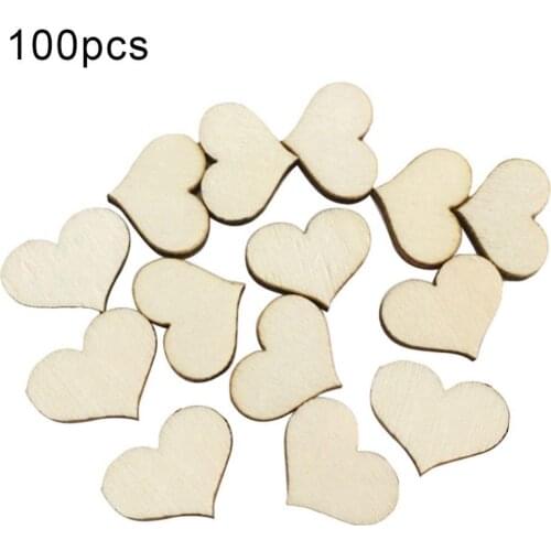 100Pcs Heart Shape Wooden Buttons Rustic Sewing Wedding Table Scatter Decor