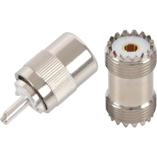 2 Pcs PL-259 UHF Female to UHF Female Coax Cable Adapter & 1 Pcs UHF PL259 SO239 Male Twist-On Connector