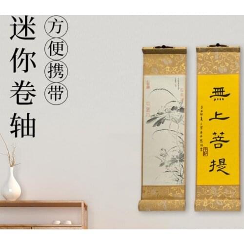 2PC Multiple Colour Mini blank Batik Wall Hanging Scroll Rice Xuan Paper Ink Brush Calligraphy painting 35x10cm Random Shipments
