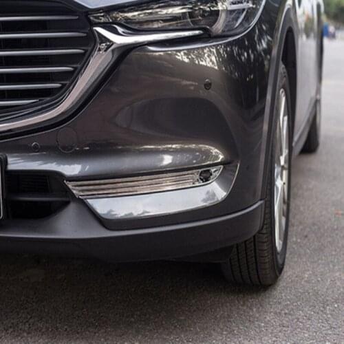 For Mazda CX-8 2018 2019 2PCS Carbon fiber grain ABS Front Head Fog Light Lamp Cover Trim Car Accessories